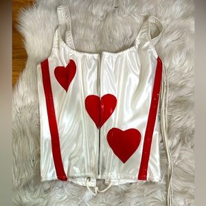 Zipper front hearts corset women small